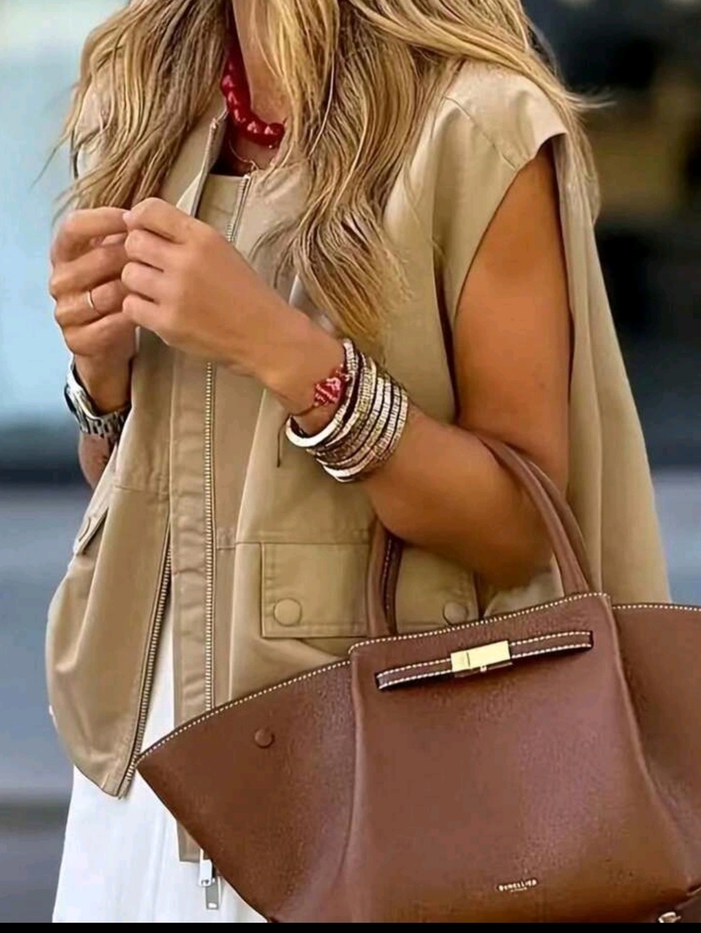 Casual Pleated Loose Fit Vest Jacket, European And American Style Summer